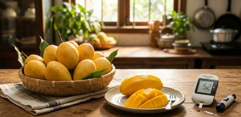 Xoài chín chứa carbohydrate và đường tự nhiên nên có thể làm tăng đường huyết, mức độ phụ thuộc vào khẩu phần và tình trạng chuyển hóa của từng người.